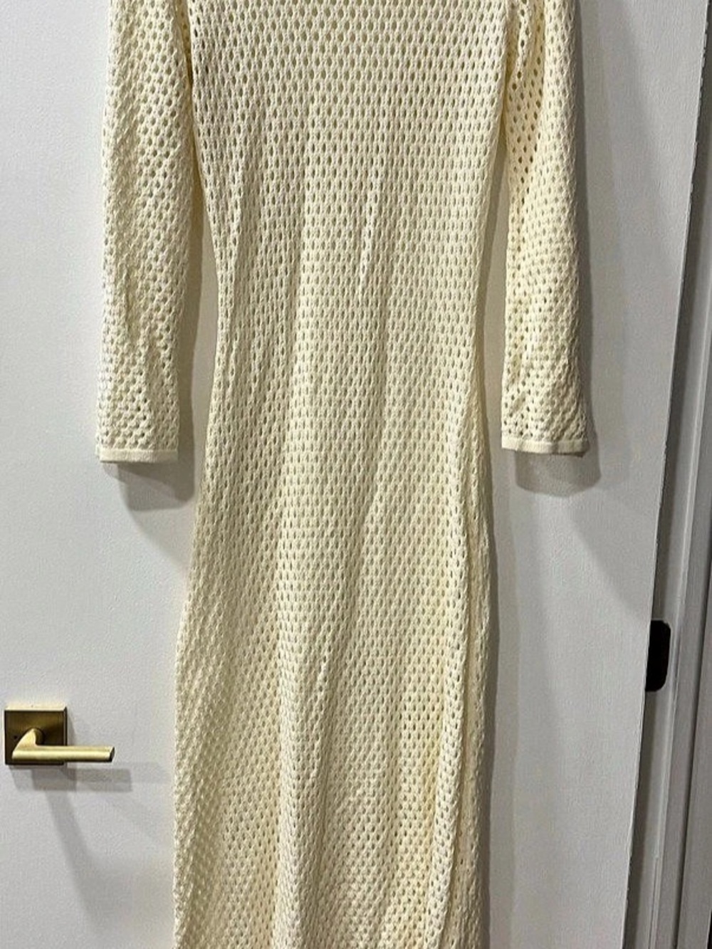 Hyacinth House Cream Pointelle Knit Colby Midi Dress Maxi Dress Small